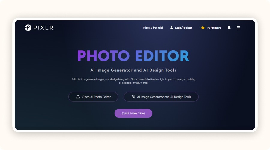 Pixlr homepage