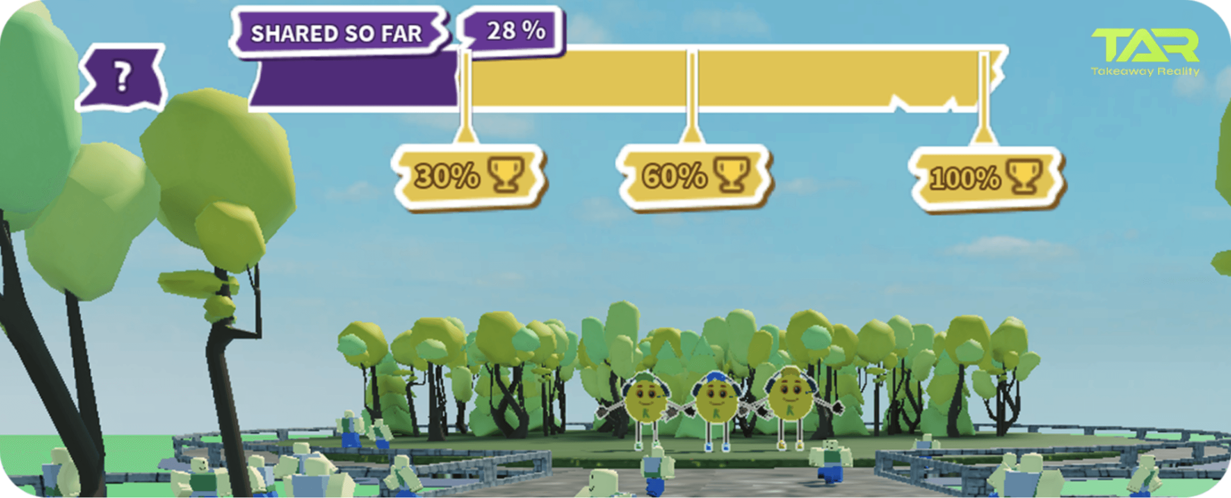 The image shows the Community share progress bar in kurrensy inc game developed by Takeaway Reality