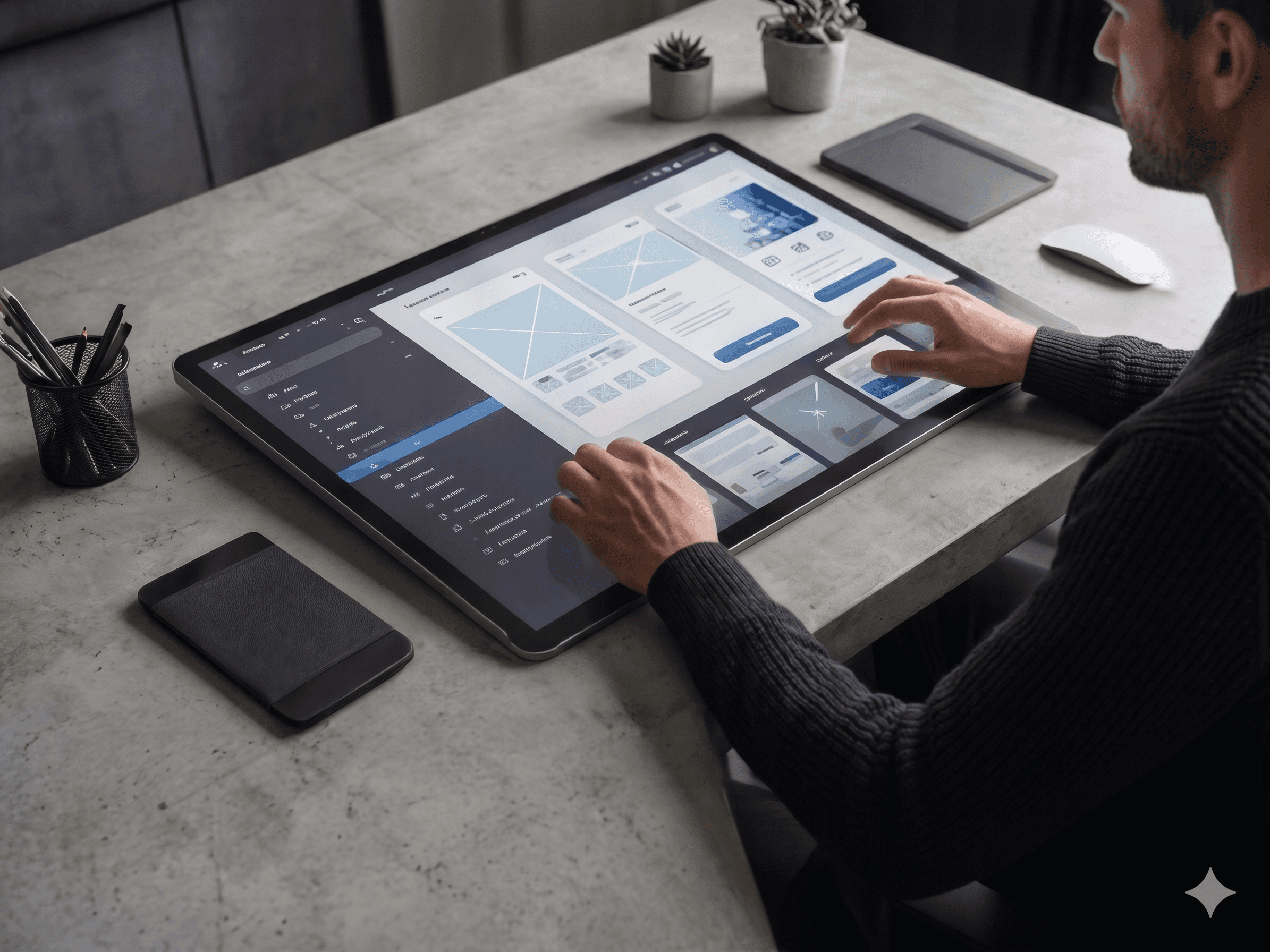 man sitting beside woman looking at a contract on DocuSign