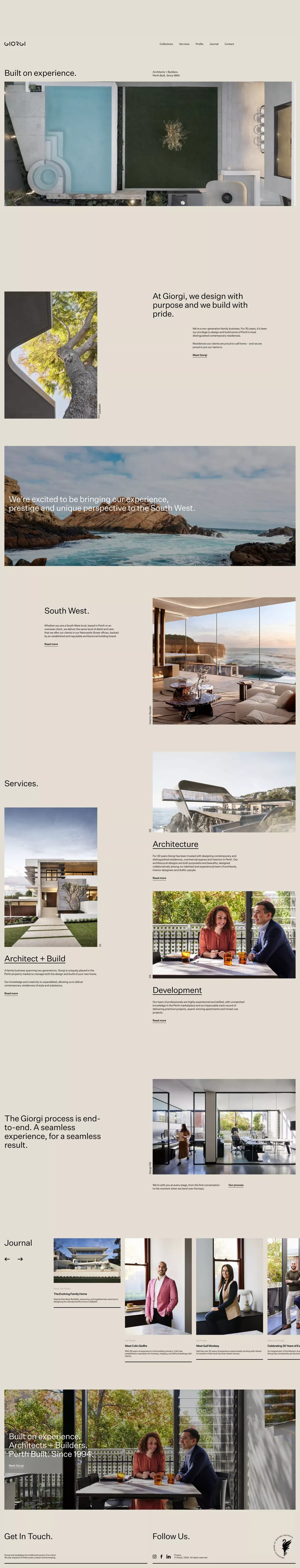 Giorgi portfolio page screenshot showcasing Design and Architecture design