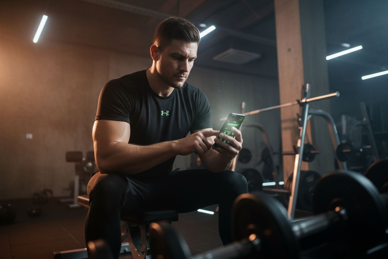 Person logging a workout on a smartphone