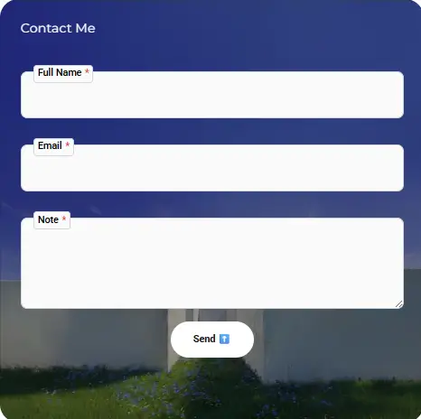Custom lead capture form embedded on a link in bio landing page to collect visitor names and emails.