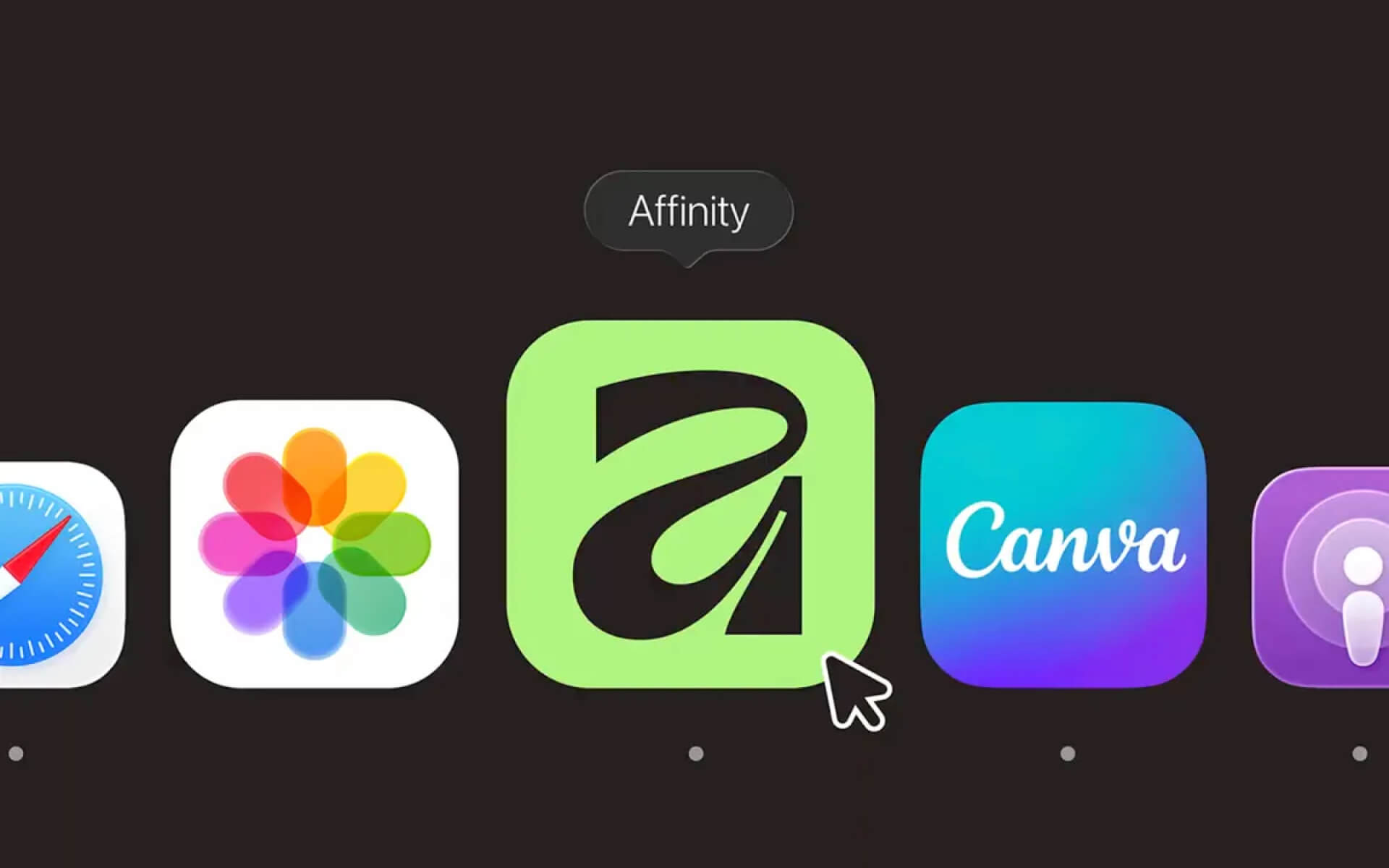 icons on desktop with affinity and canva icons