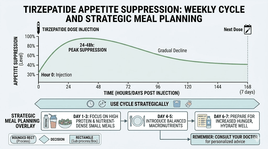 Tirzepatide weekly appetite suppression pattern and meal planning guide