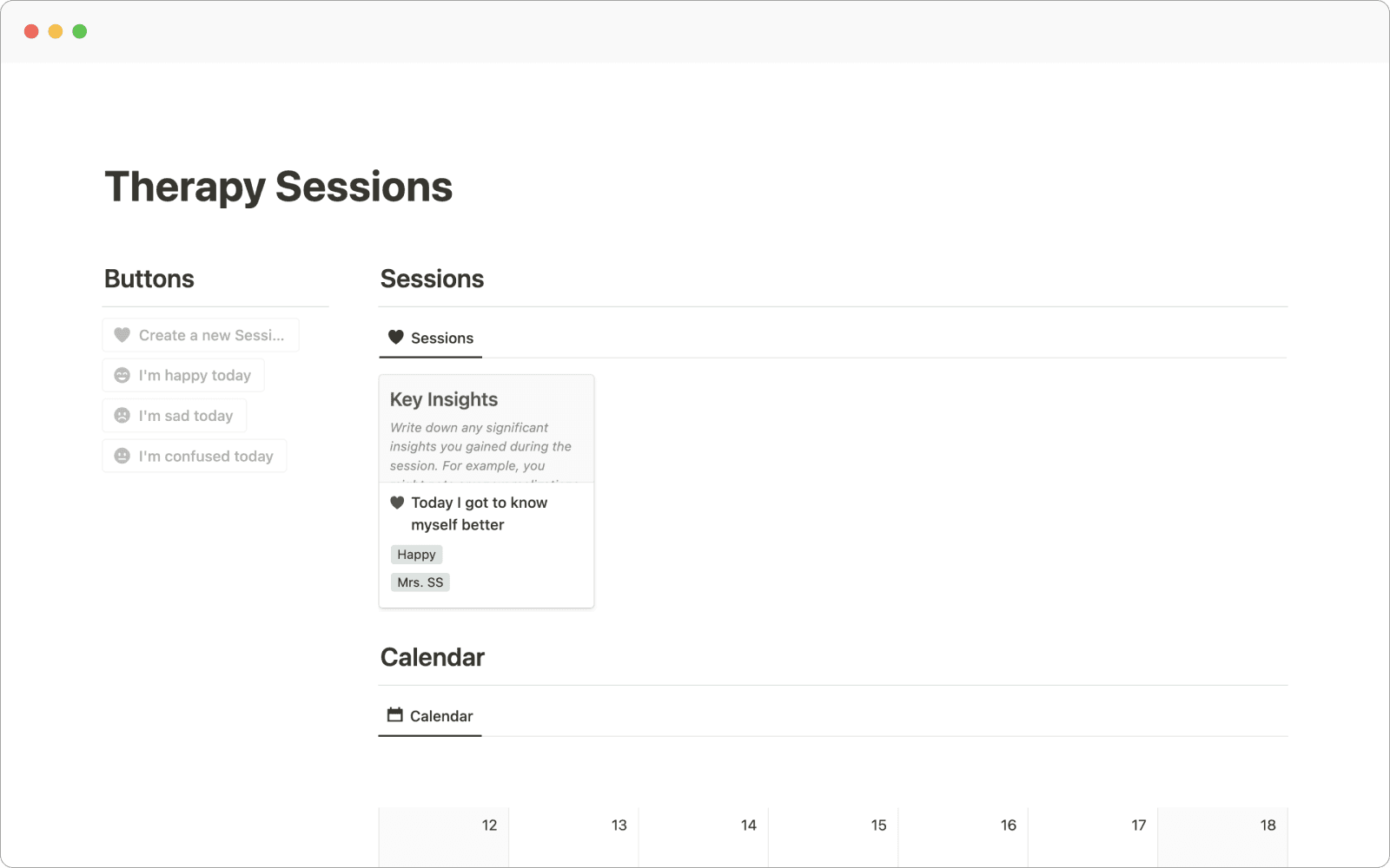 Free Notion Therapy Sessions Template