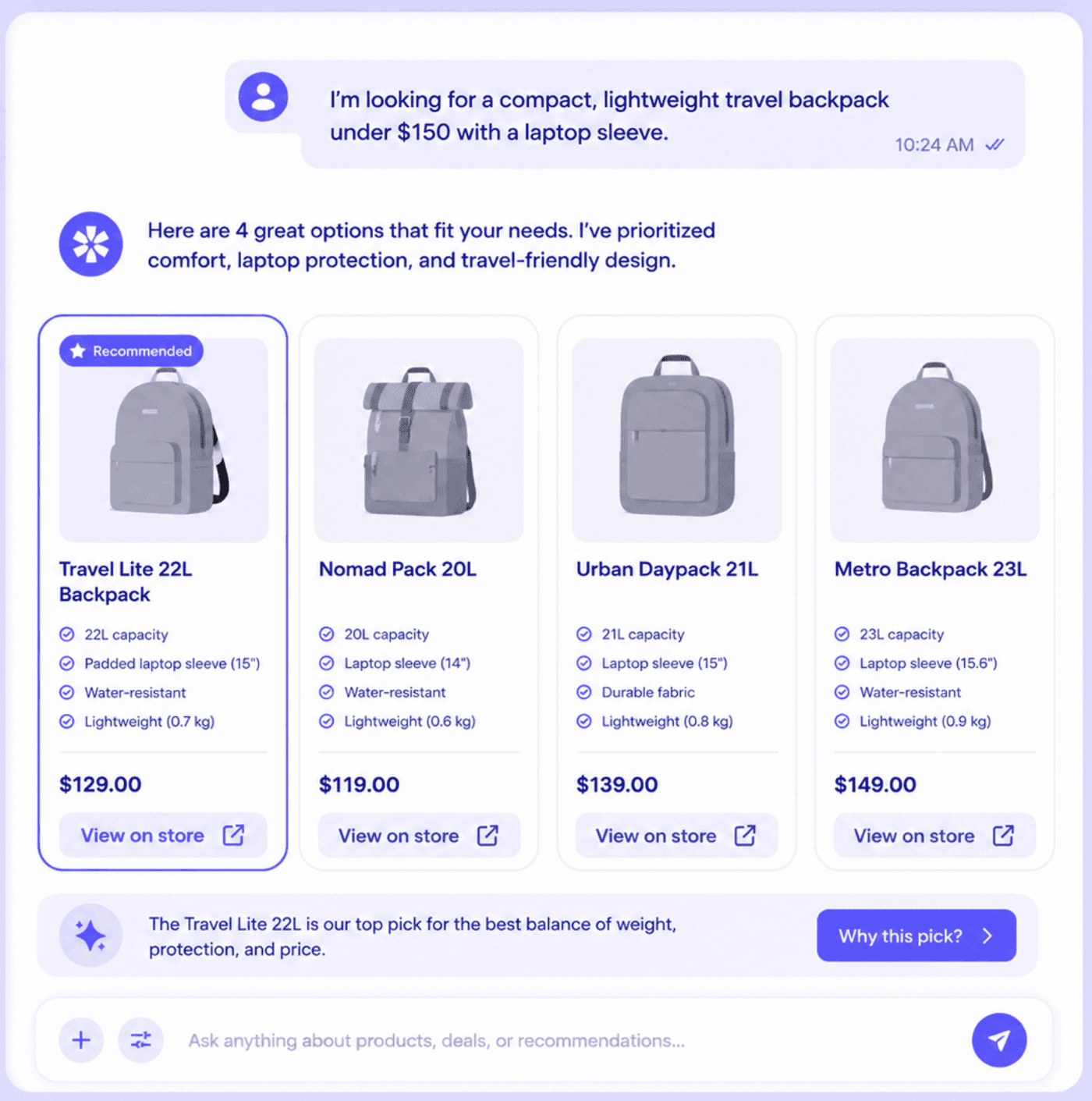 Claude product cards compared with Google search results