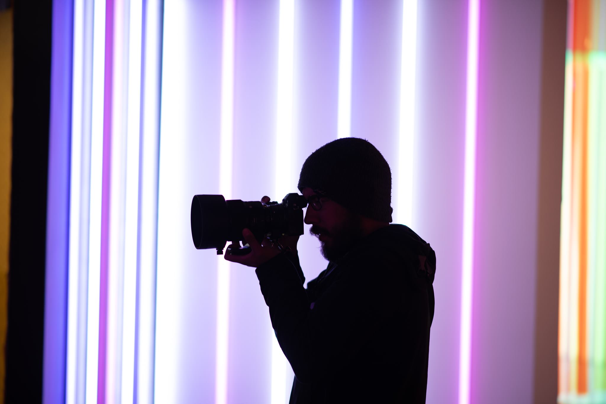 black and gray camera tripod