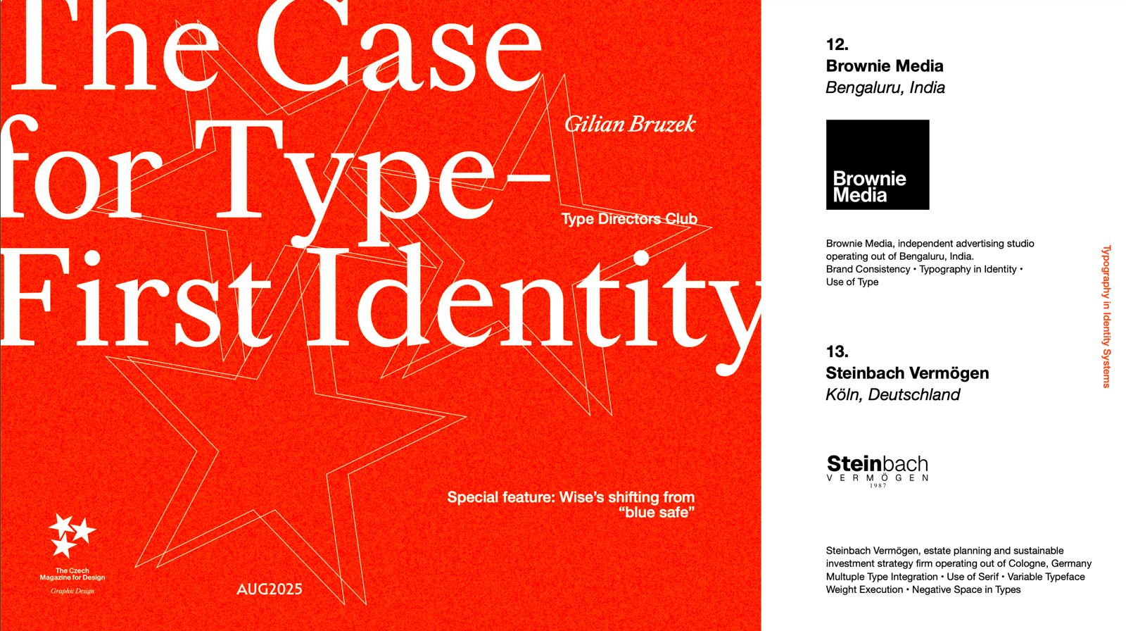 Brownie Media selected for the Typography in Identity edition by Type Directors Club. The only Indian brand featured that year alongside global design studios.