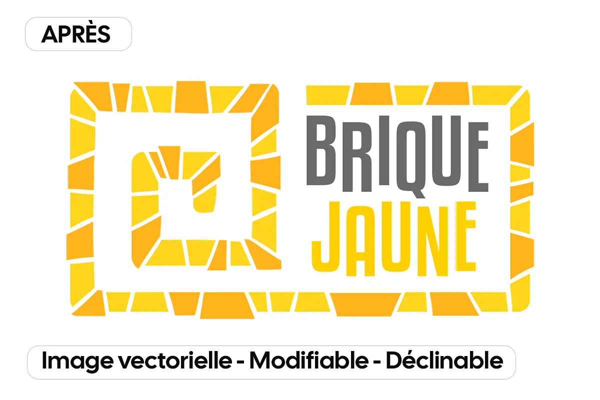 Logo « Brique Jaune » reconstruit en version vectorielle, modifiable et déclinable.