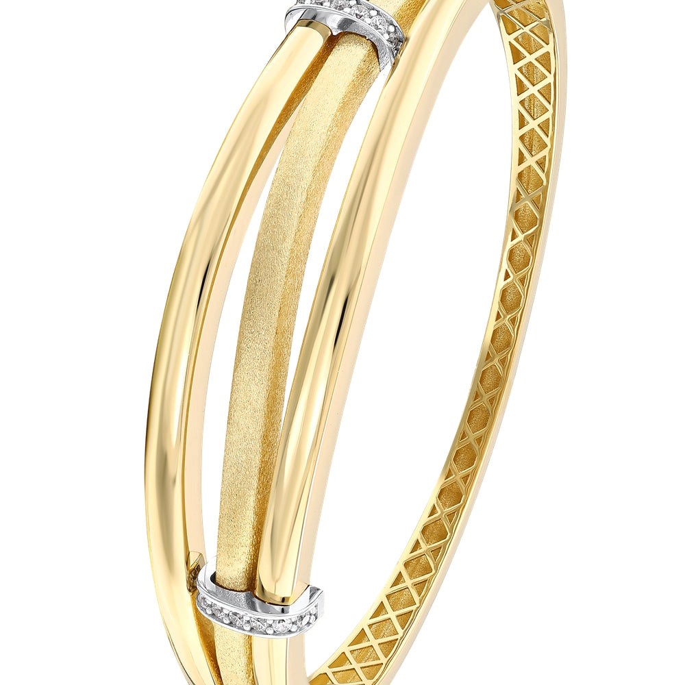 Assos Pırlanta 14 Ayar Altın Özel Tasarım Kelepçe Bilezik Modeli