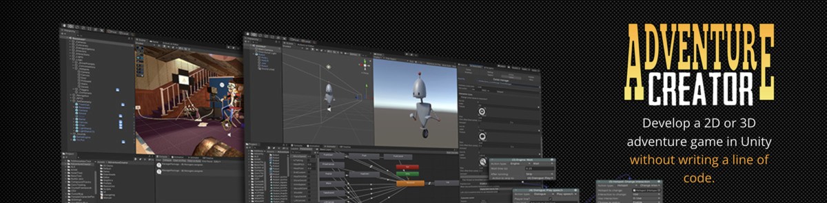Adventure Creator is a comprehensive toolkit for creating adventure games, from simple 2D games like Monkey Island to more complex cinematic games like The Walking Dead.