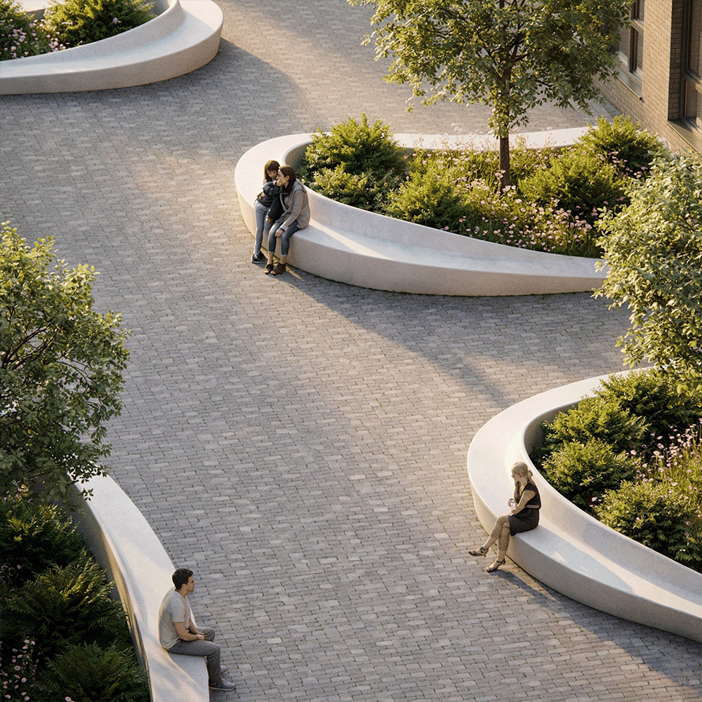 Top-down view of a bowl of white foaming cleanser with airy bubbles on a minimal surface.