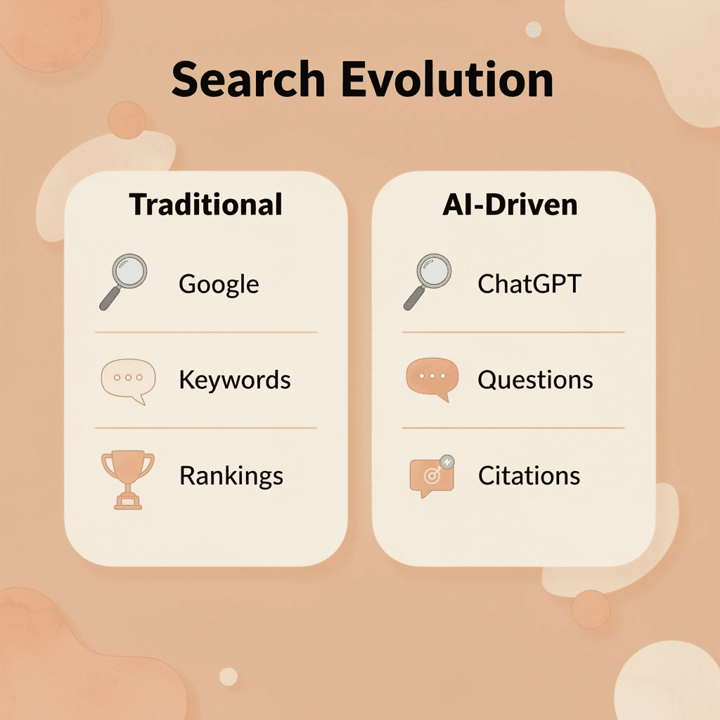 Comparison chart showing traditional versus AI-driven search approaches