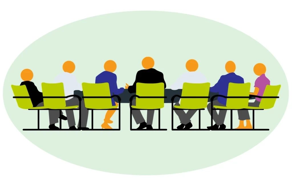 Inforgraphic van mensen in een vergadering