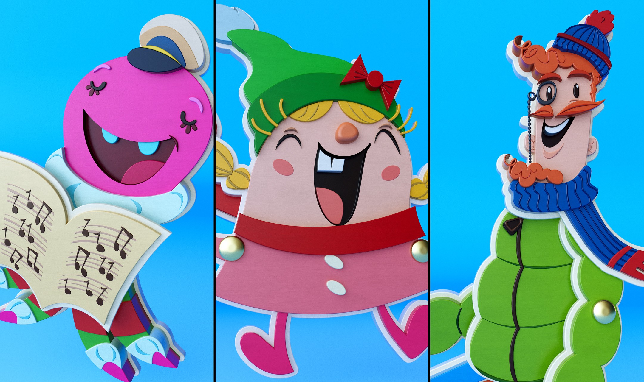 3D toy wooden Candy Crush holidy Characters