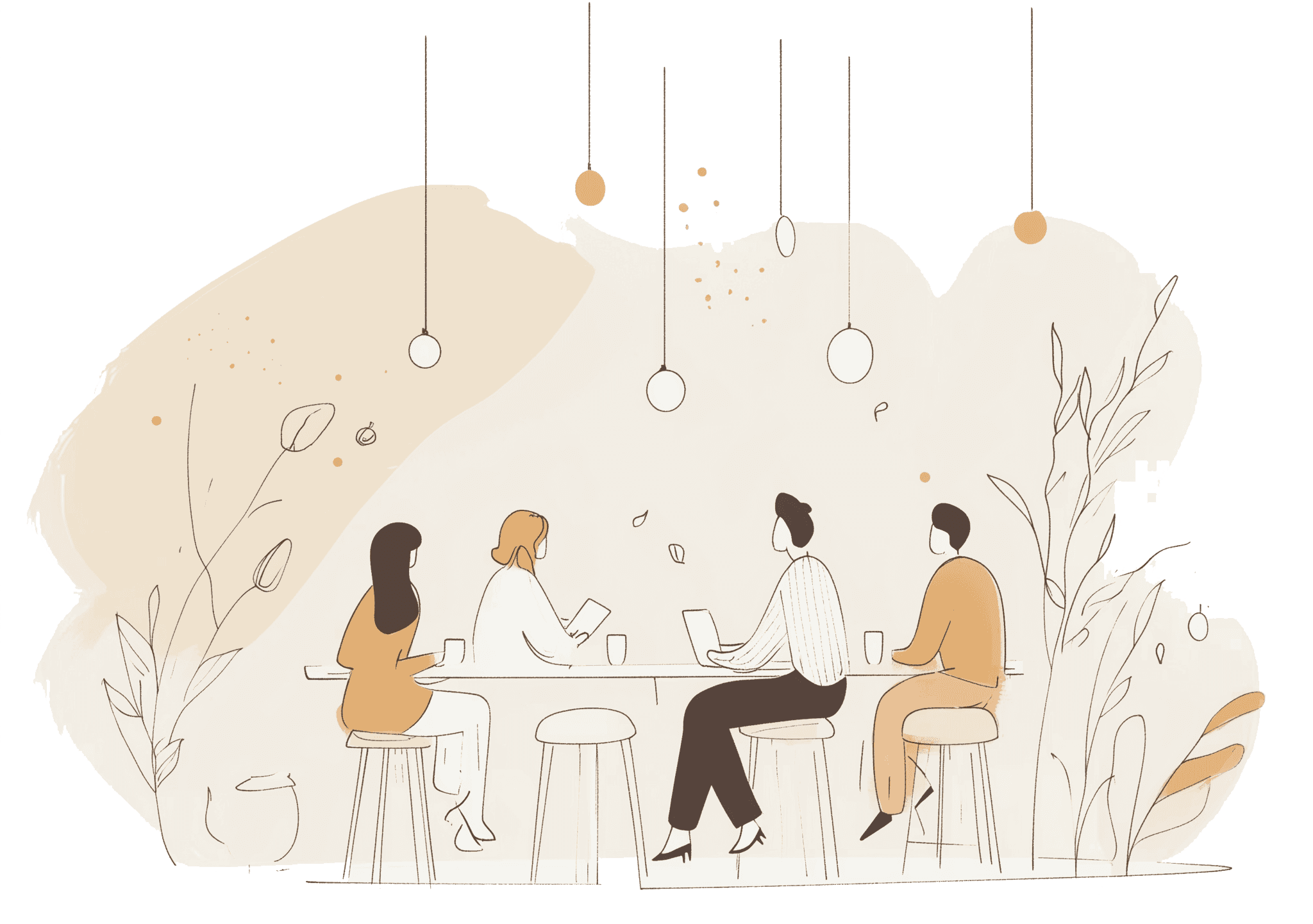 Illustartion of connection being made in the coffee shop