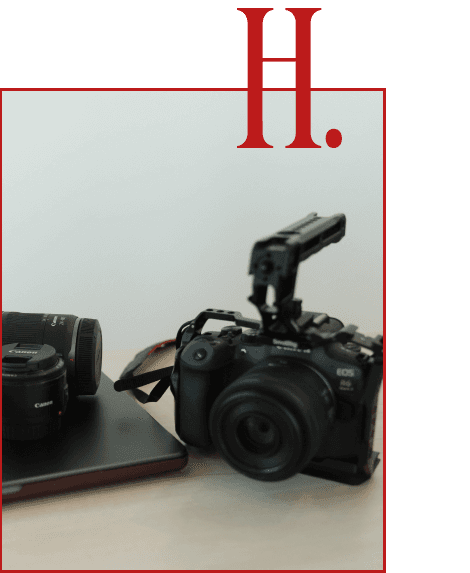 Camera, laptop equipment with branded submark overlay