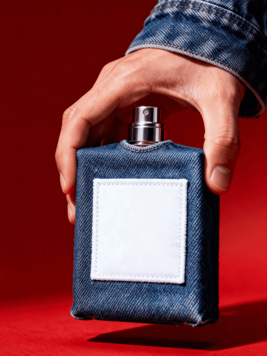 perfume with denim cover