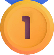 A round, orange coin with a large number "1" in the center, symbolizing a unit of currency or points.