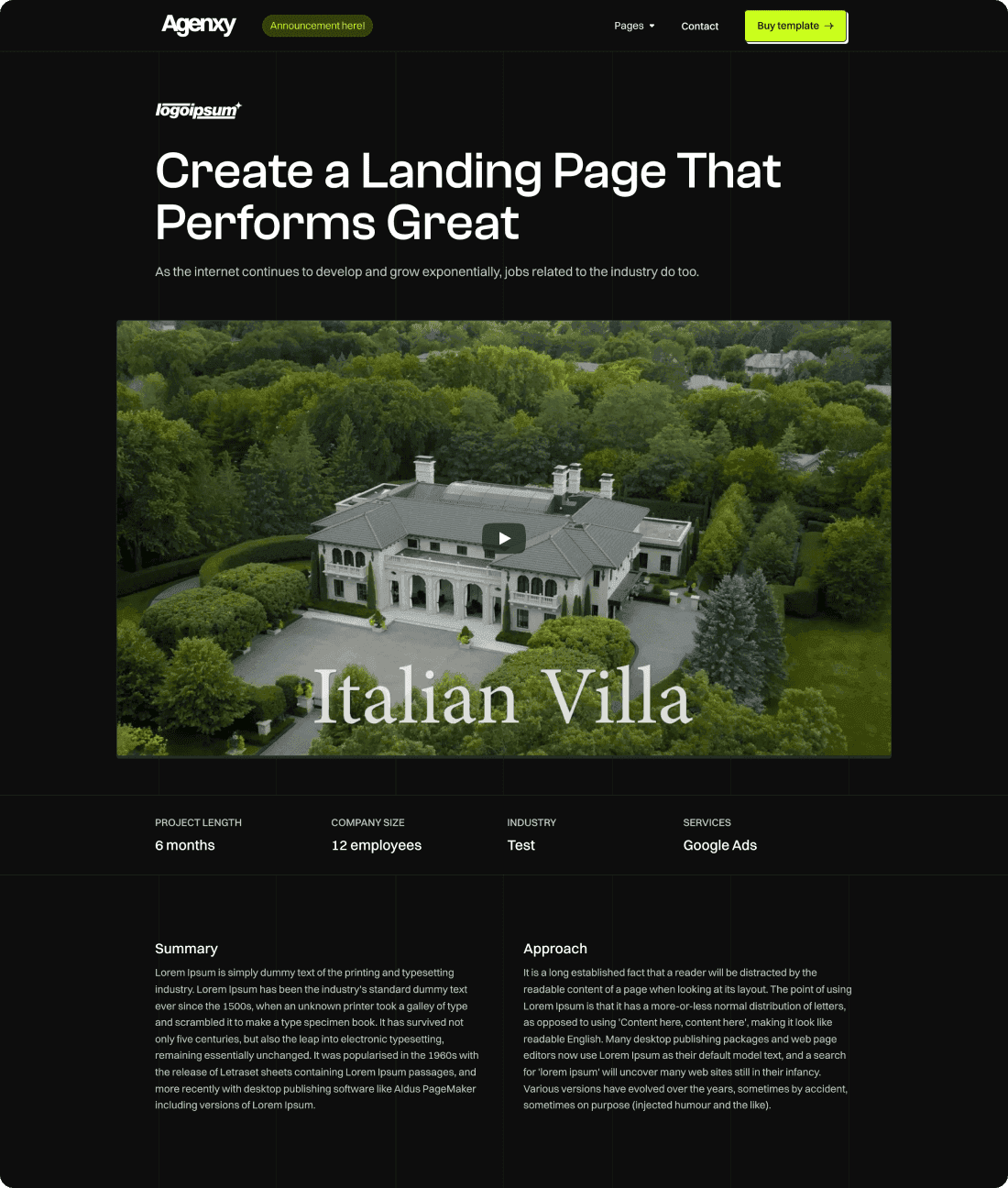 Agenxy case study single page