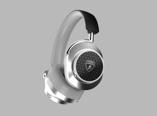 Lamborghini Active Noise Cancelling Headphones floating on a grey background
