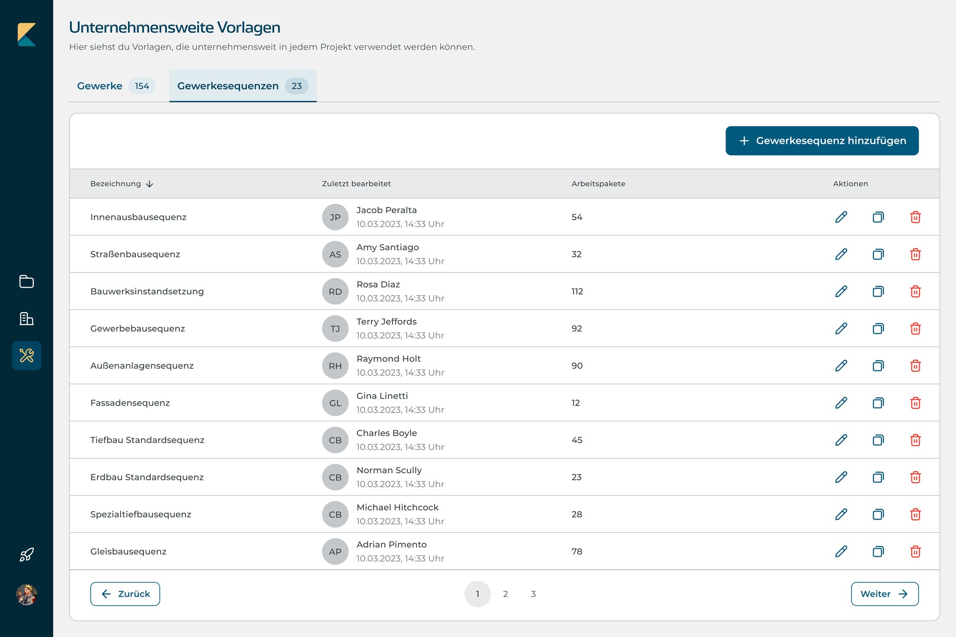 Unternehmensweite Vorlagen im koppla Terminplan