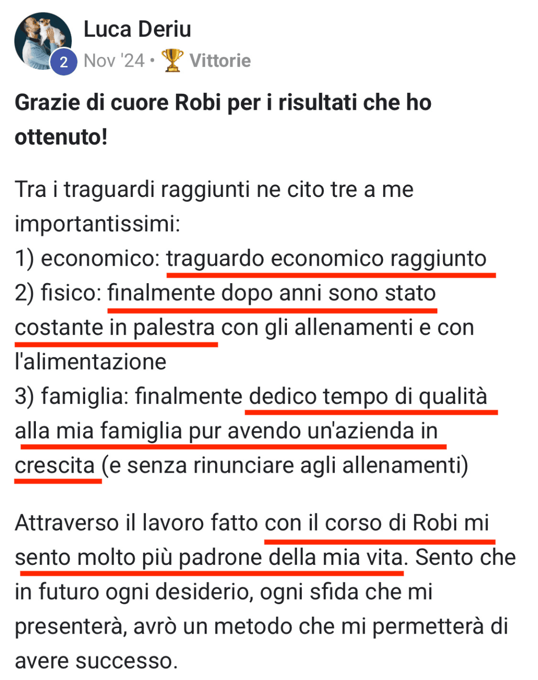 Screenshot Luca Deriu — Imprenditore