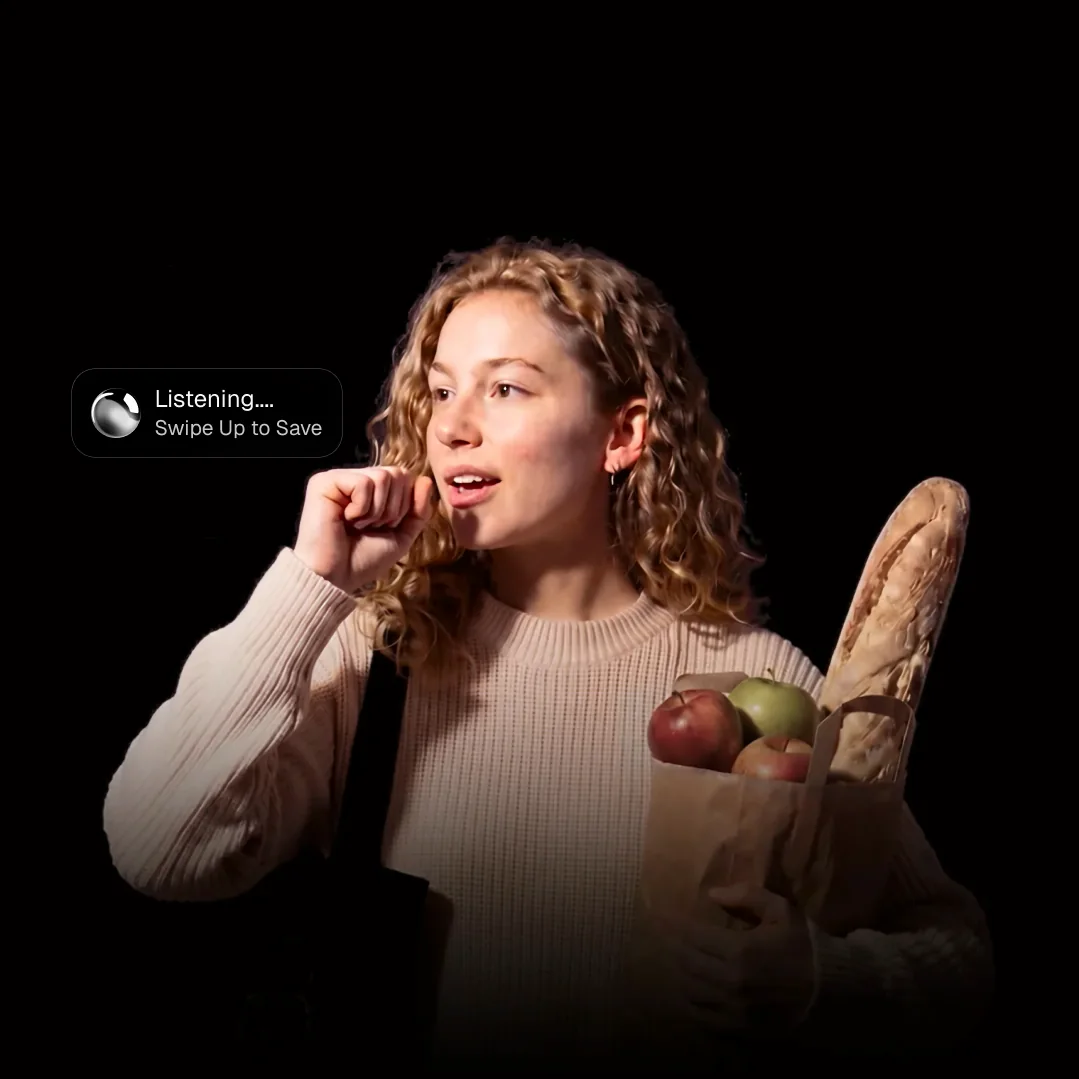 Carrying groceries while dictating a voice note