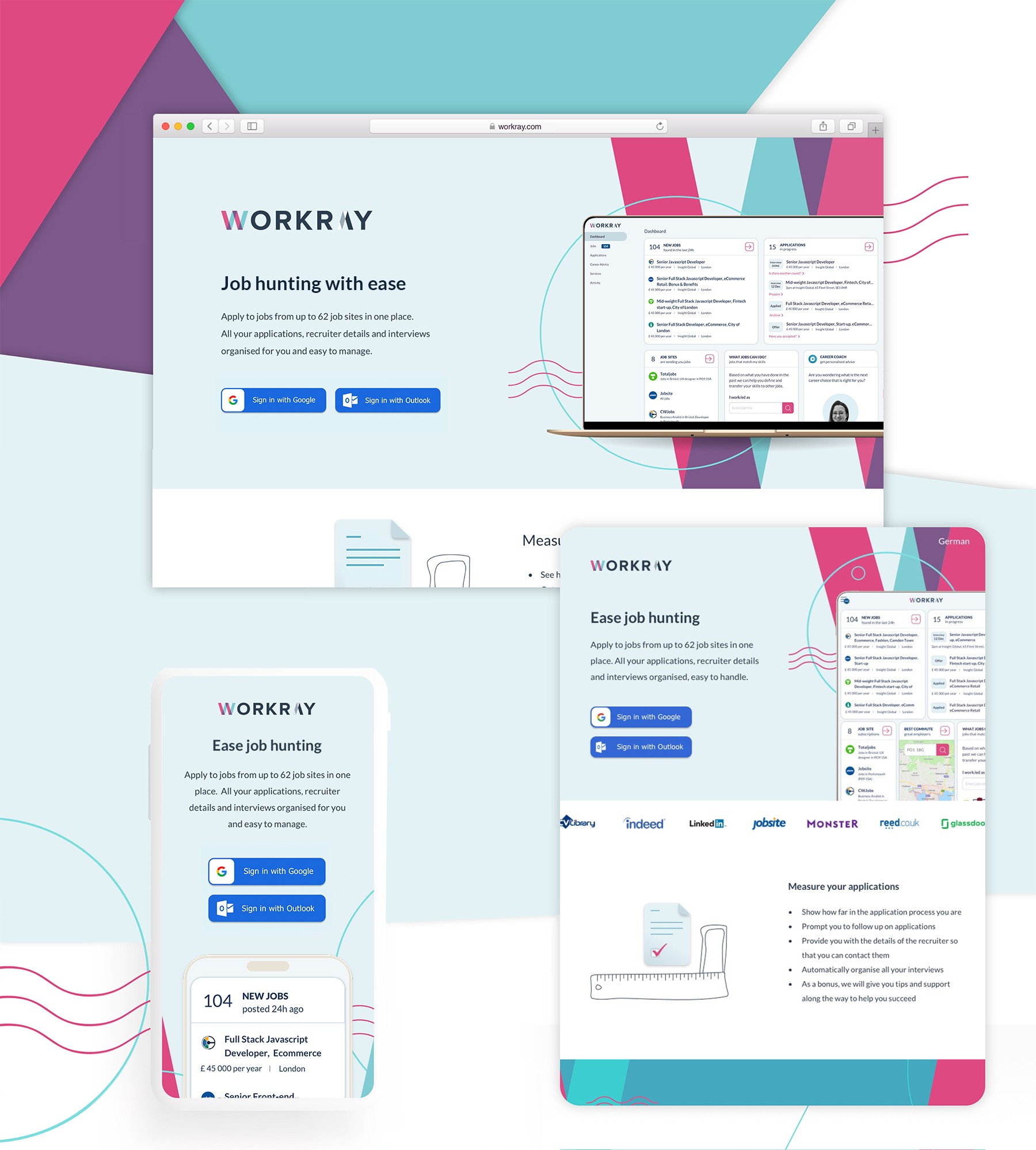 New designs in desktop, tablet and mobile. Very colourful with a lot of illutrations and customer logos