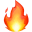 Emoji de flamme ardente, avec des teintes de rouge, orange et jaune, symbolisant la chaleur ou l'énergie.
