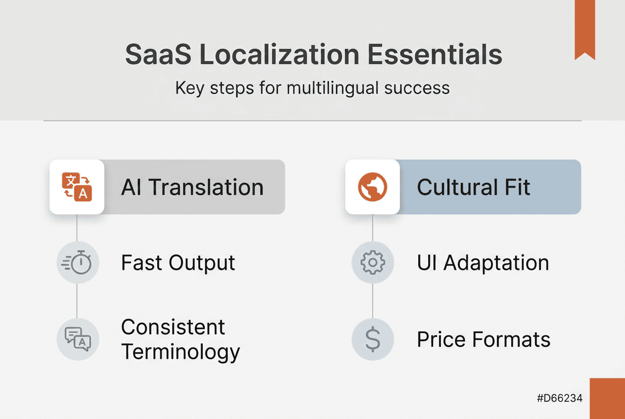 Infographic showing SaaS localization steps overview