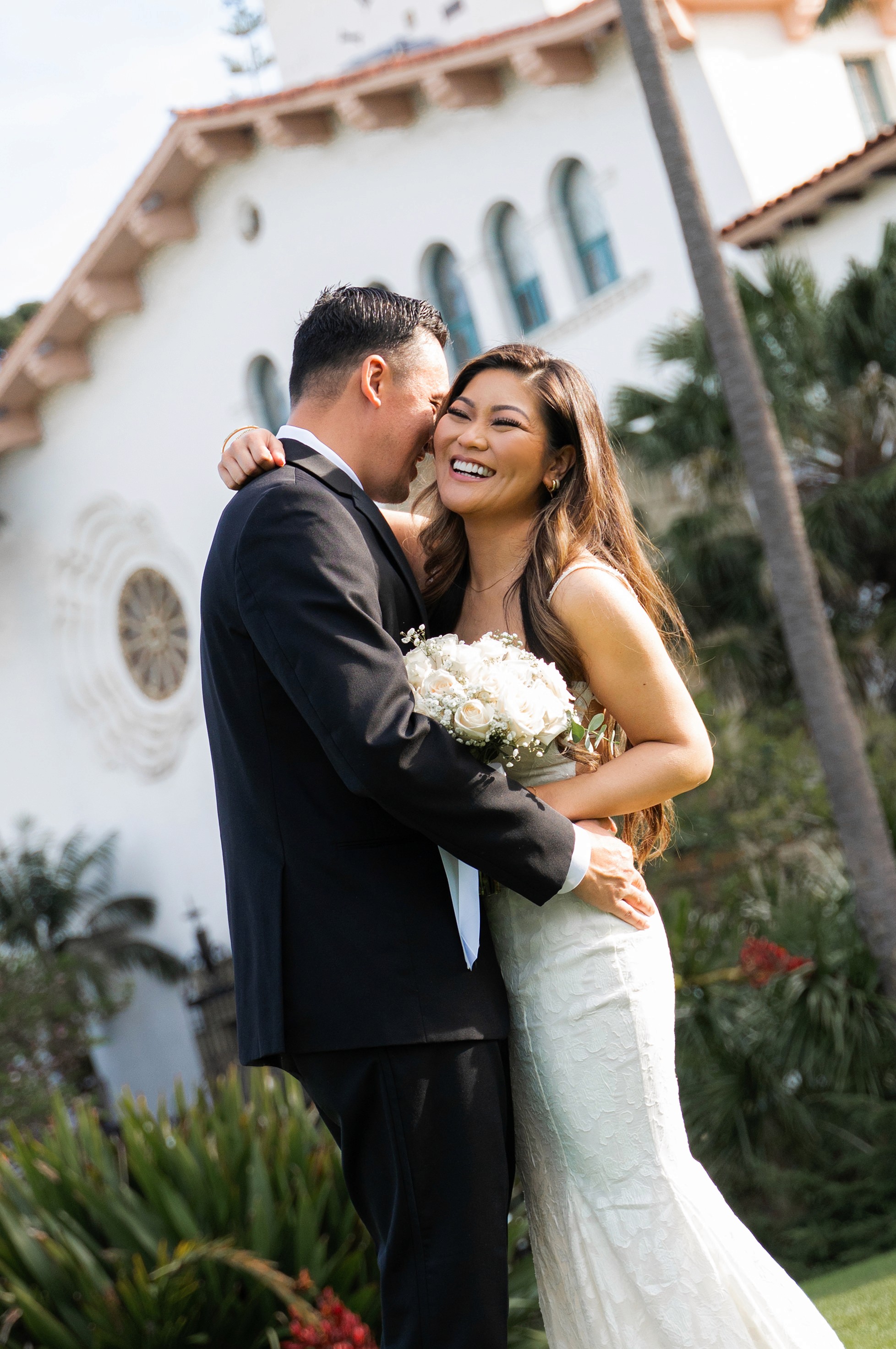 Santa Barbara Courthouse elopement photographer with couple portraits in Santa Barbara CA