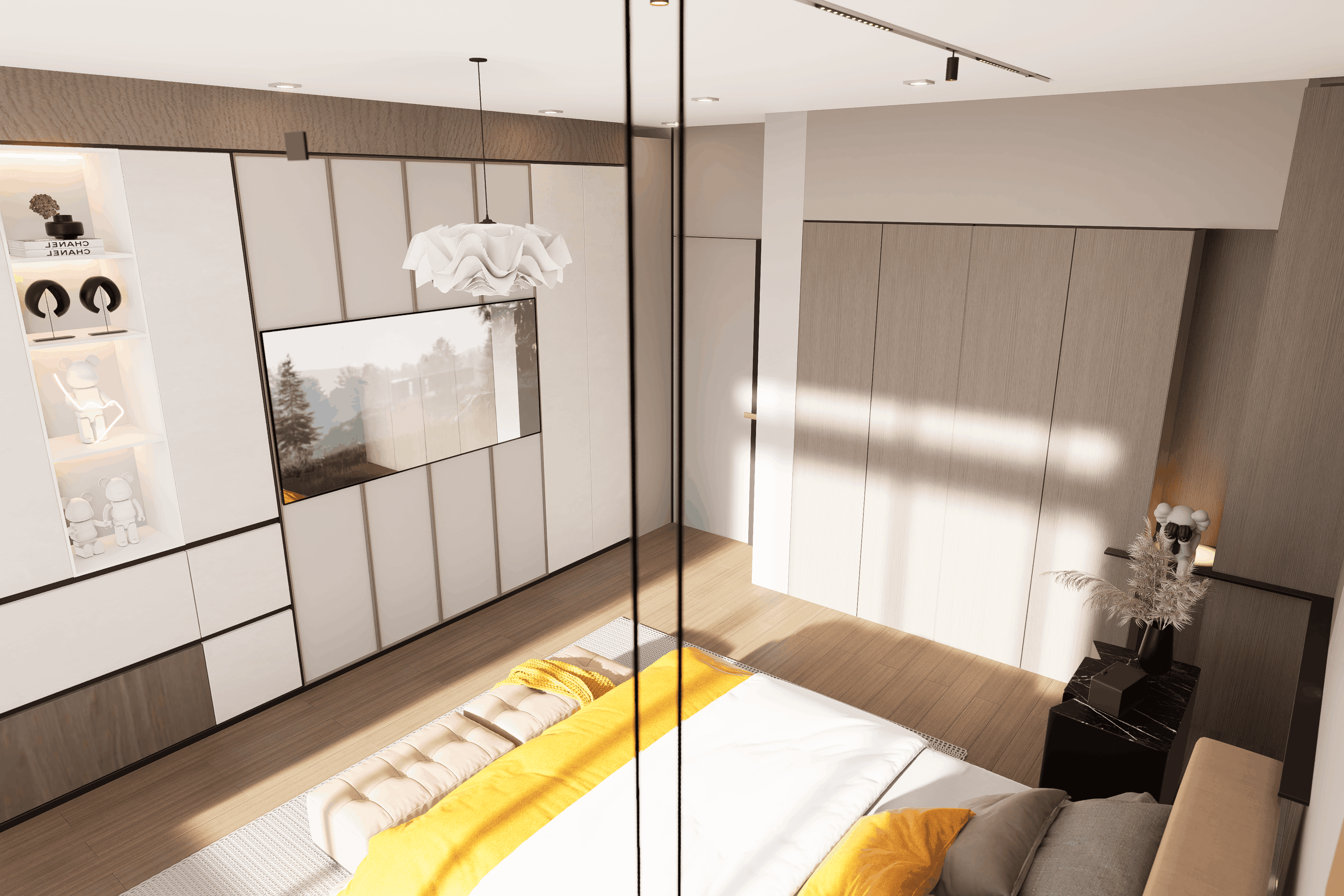 sticky notes on paper document beside pens and box