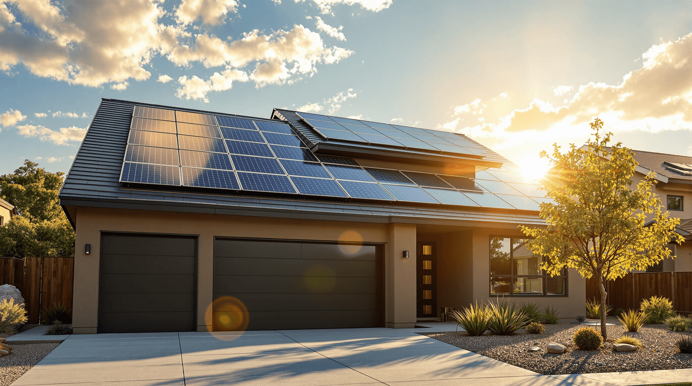 residential solar leads. house with solar panels. 