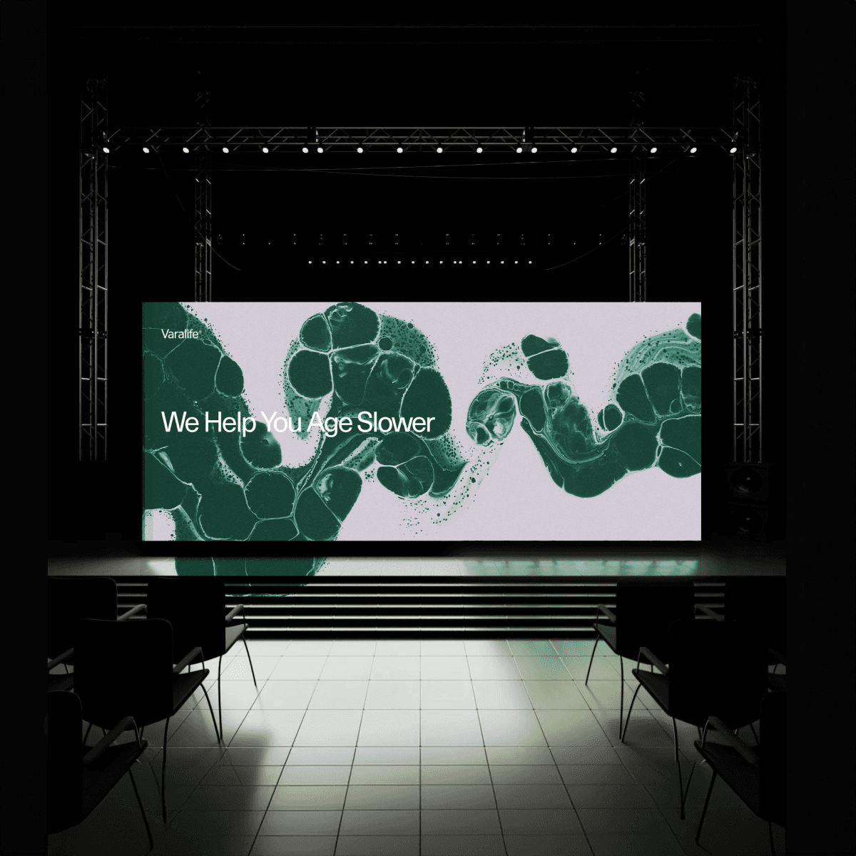 Animated brand motif illustrating NMN molecule and cellular renewal concept