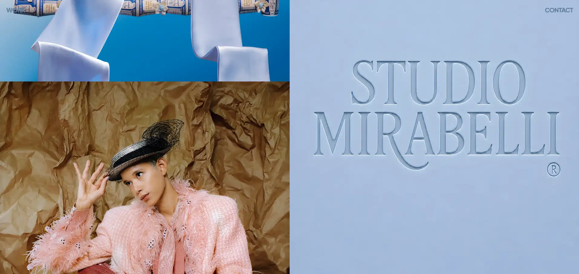Studio Mirabelli agency website highlighting premium branding through elegant typography, editorial layouts, and refined visual composition.
