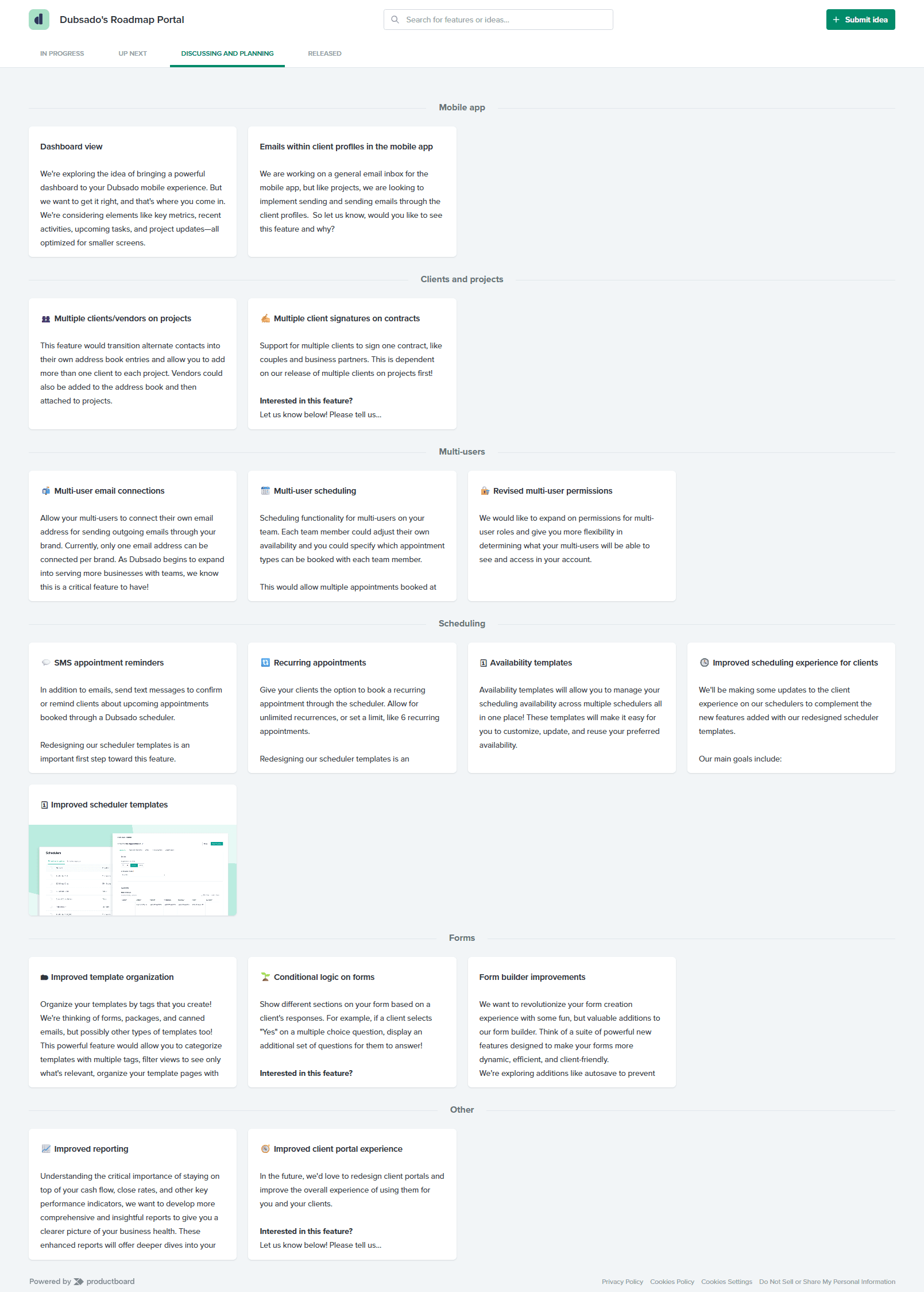 dubsado public roadmap