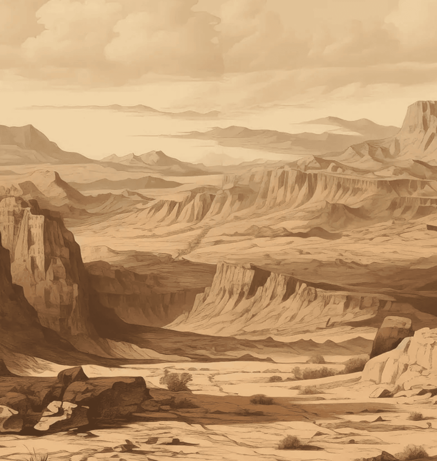 Folk Fable AI 1800's desert print