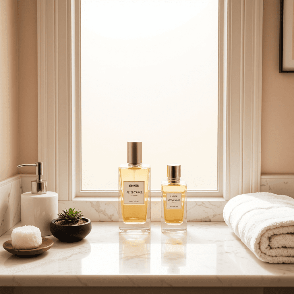 product photography of Two bottles of perfume