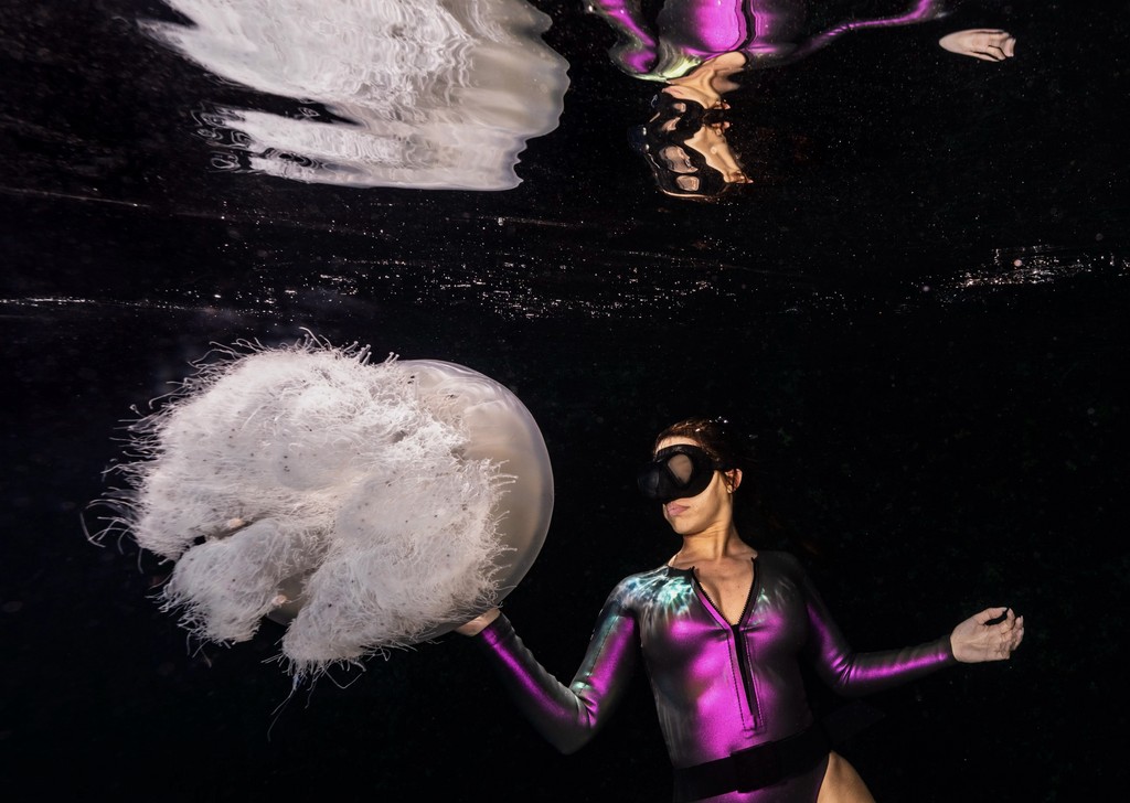 woman freediver meister underwater