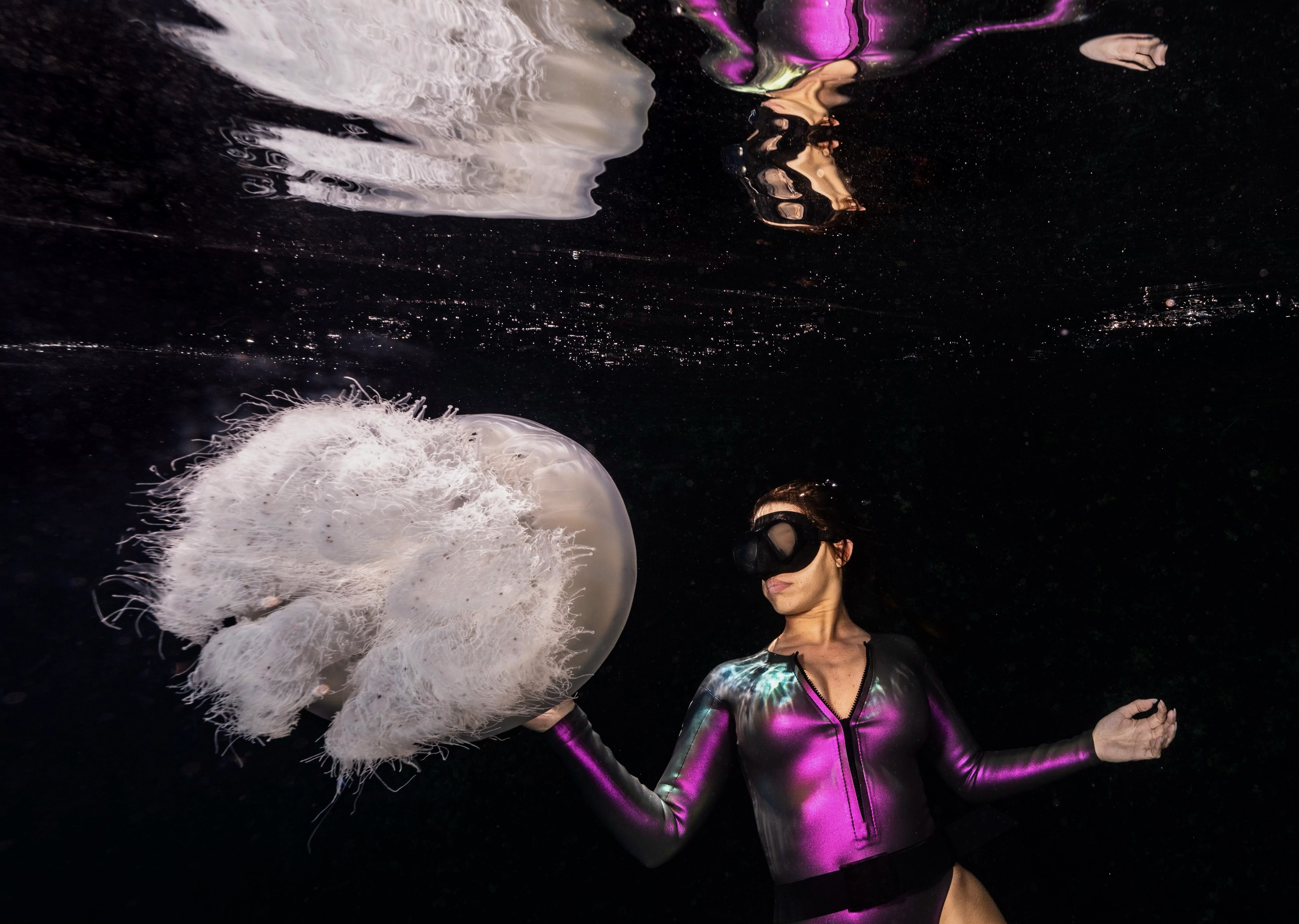 woman freediver meister underwater