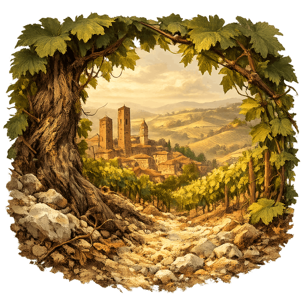 Detailed graphic of the Asti wine region.