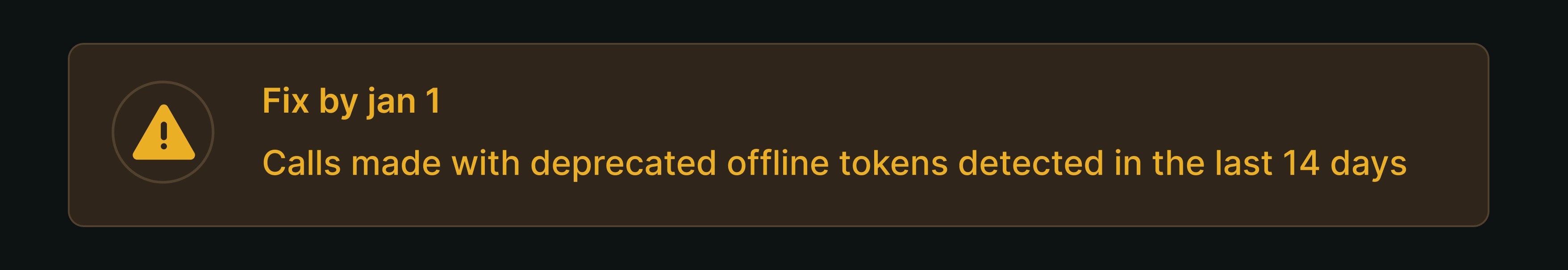 Calls made with deprecated offline tokens detected in the last 14 days