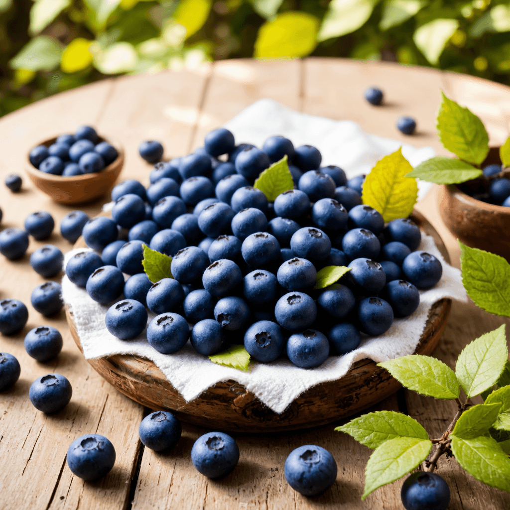 product photography of felt blueberry shapes