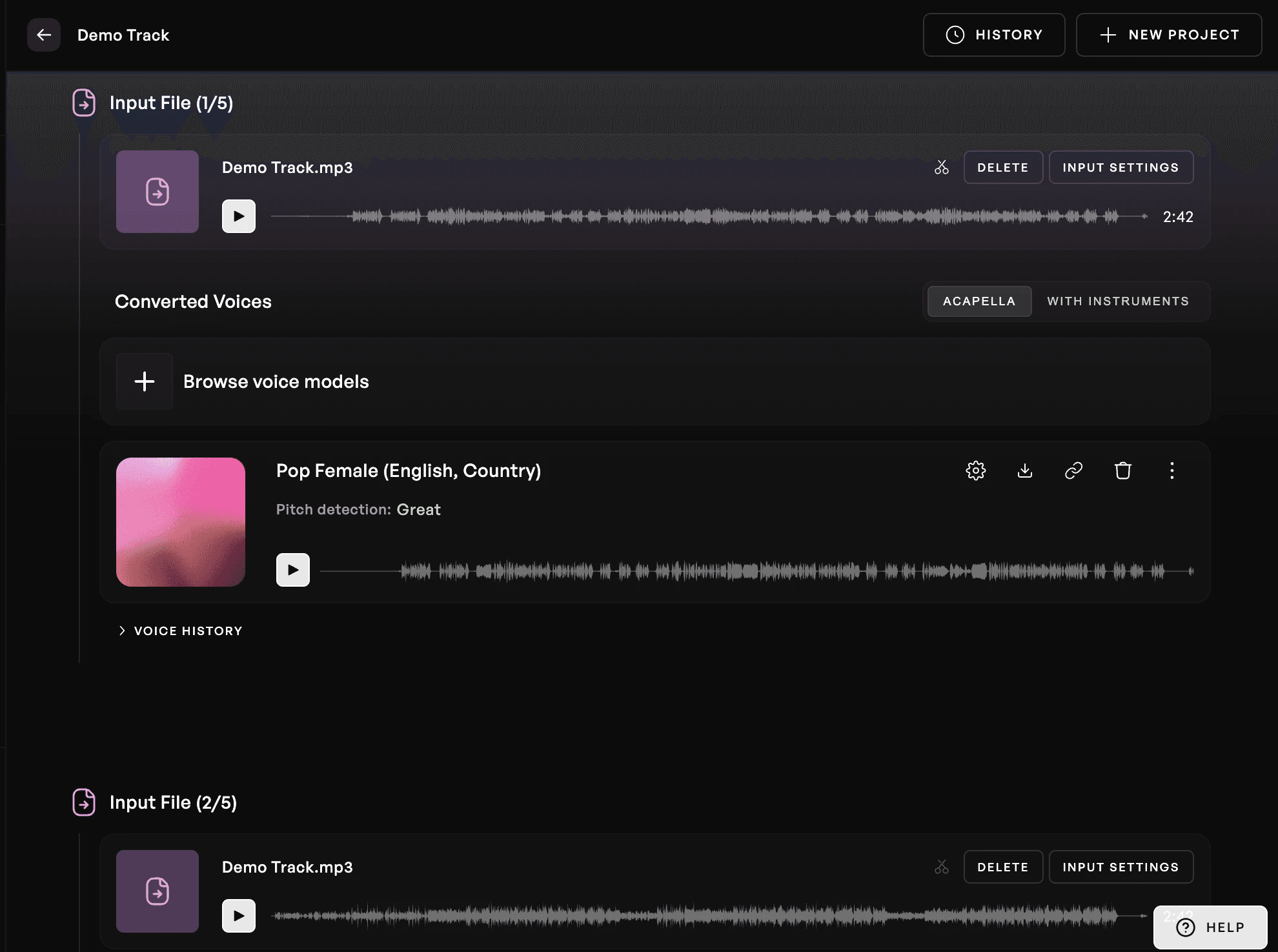 Editing and downloading voice changer files