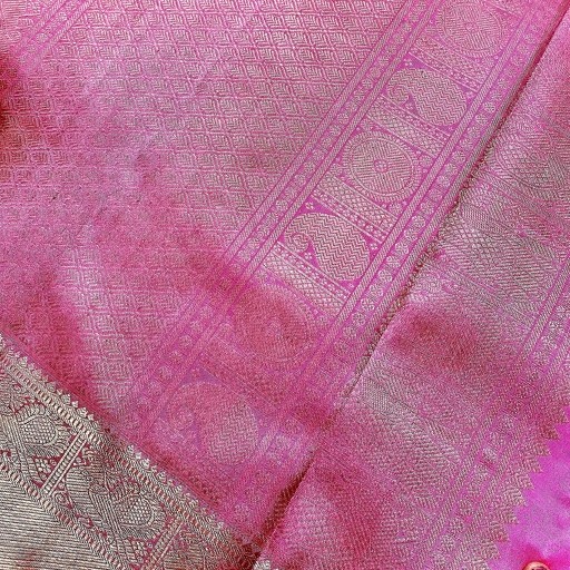 Shimmering Pink Kanchivaram Silk Saree