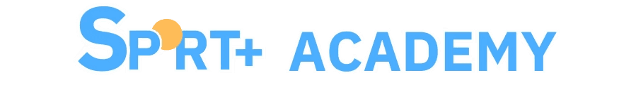 SportPlus Academy Logo. It is written in light blue and the O in sport is a bright orange.