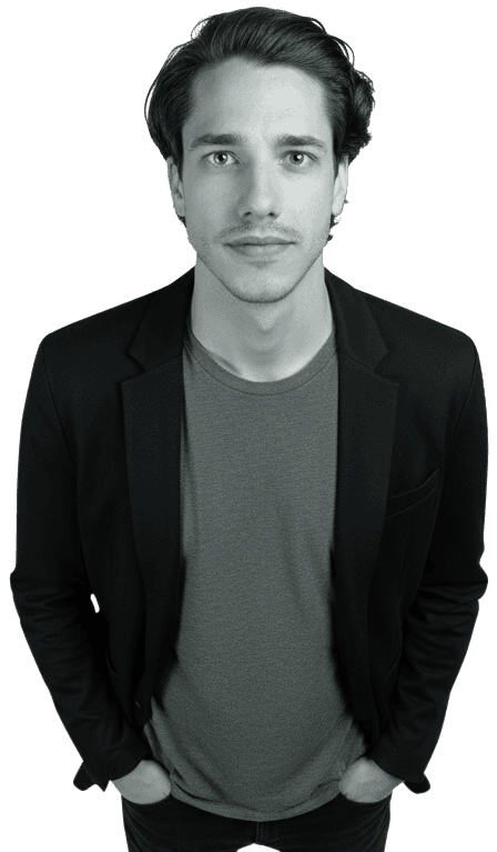 Professional woman in a suit standing in an office setting.