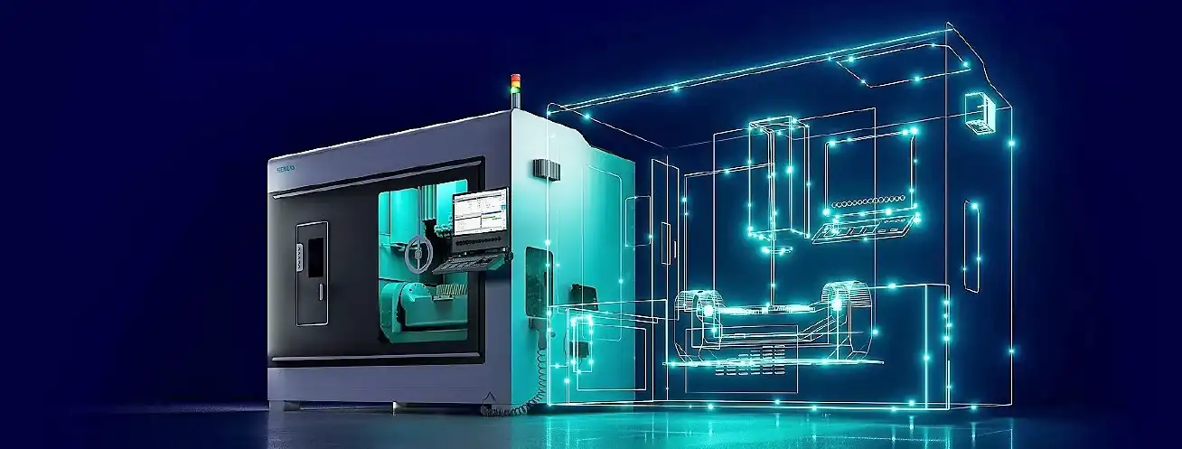 Siemens industrial machine in blue light