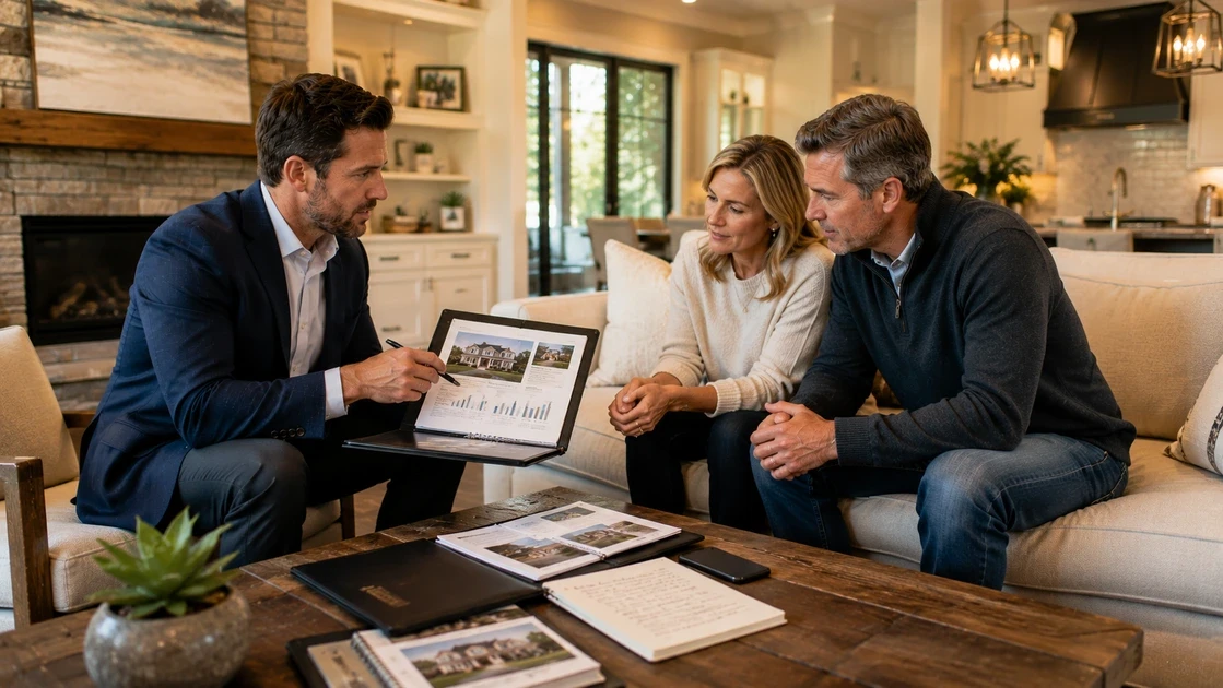 A top-producing real estate professional reviewing a comprehensive listing appointment preparation checklist on a modern laptop.